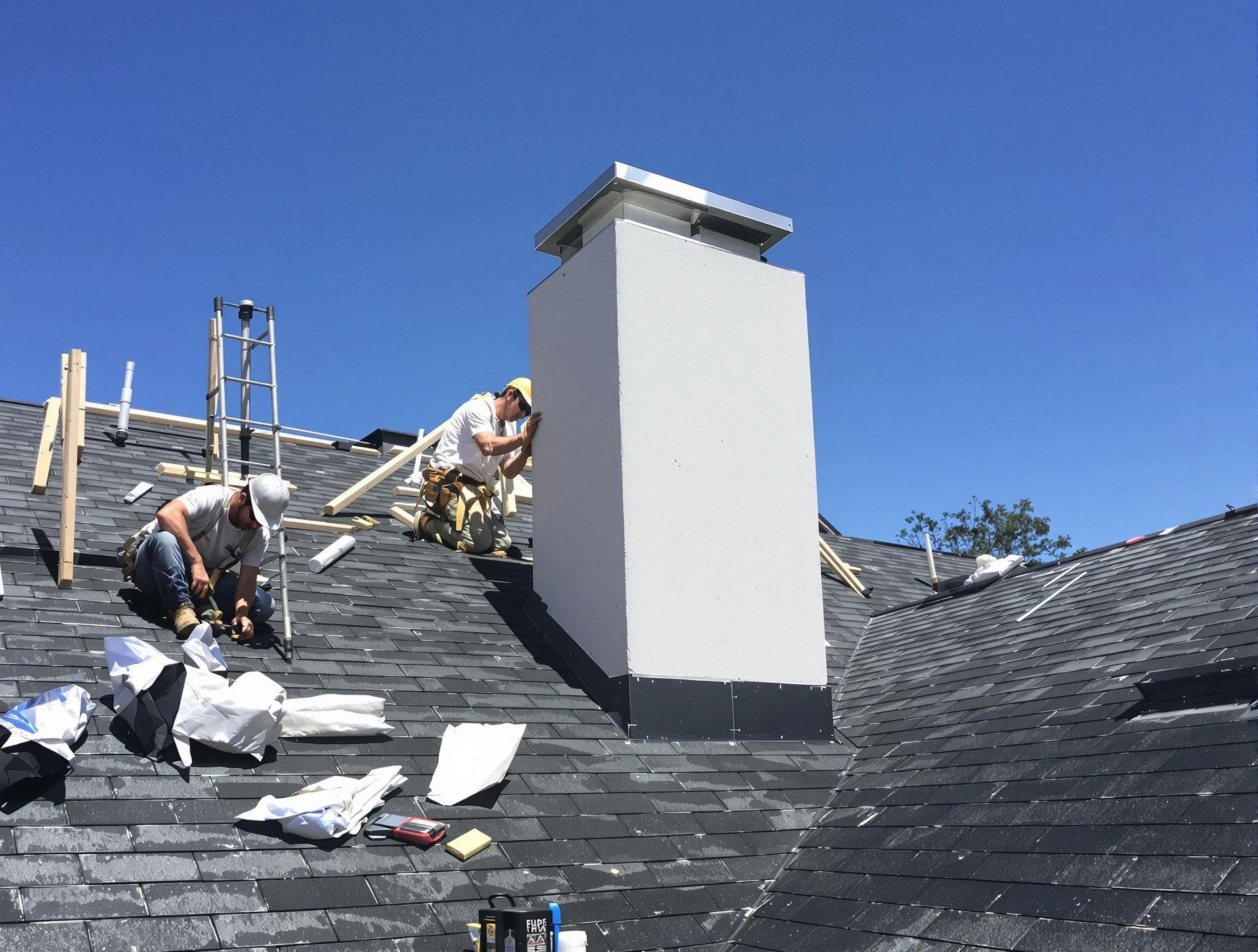 Mountain Brook Chimney Sweep crew installing a new chimney in Mountain Brook, AL