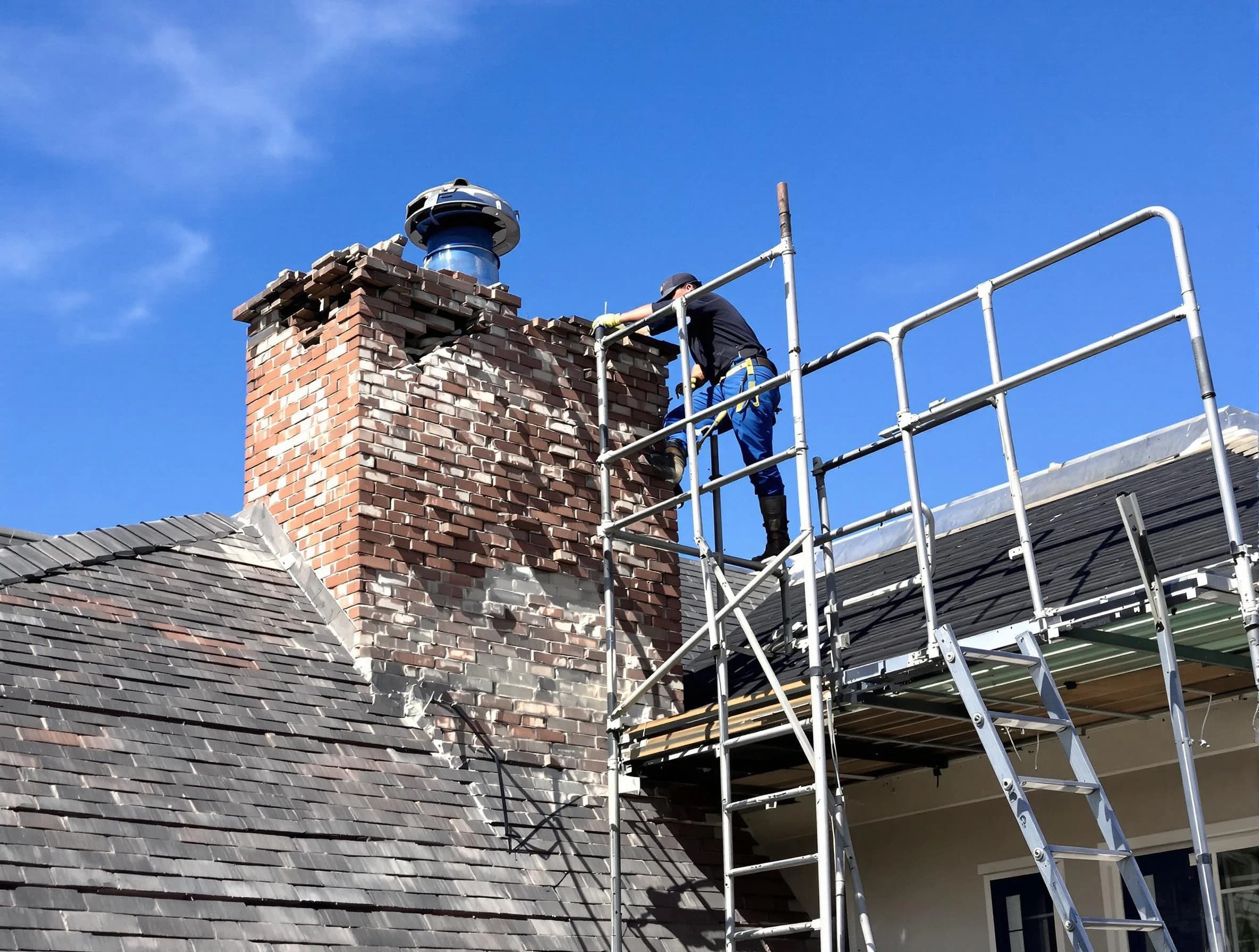 Rebuilding a chimney structure by Mountain Brook Chimney Sweep in Mountain Brook, AL
