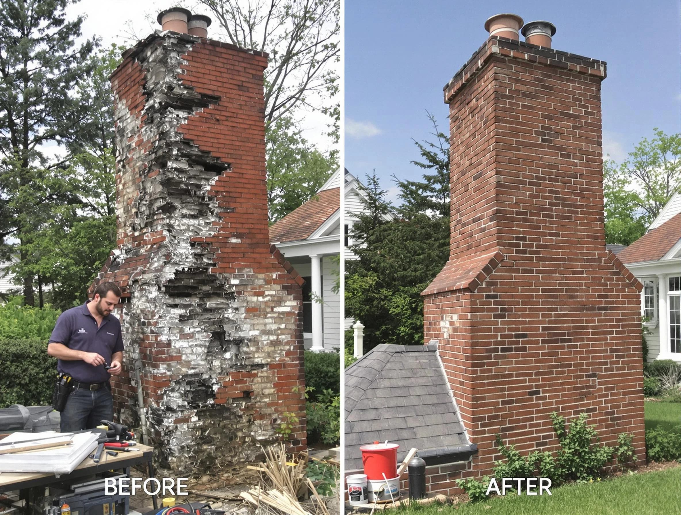 Mountain Brook Chimney Sweep performing a full chimney restoration in Mountain Brook, AL