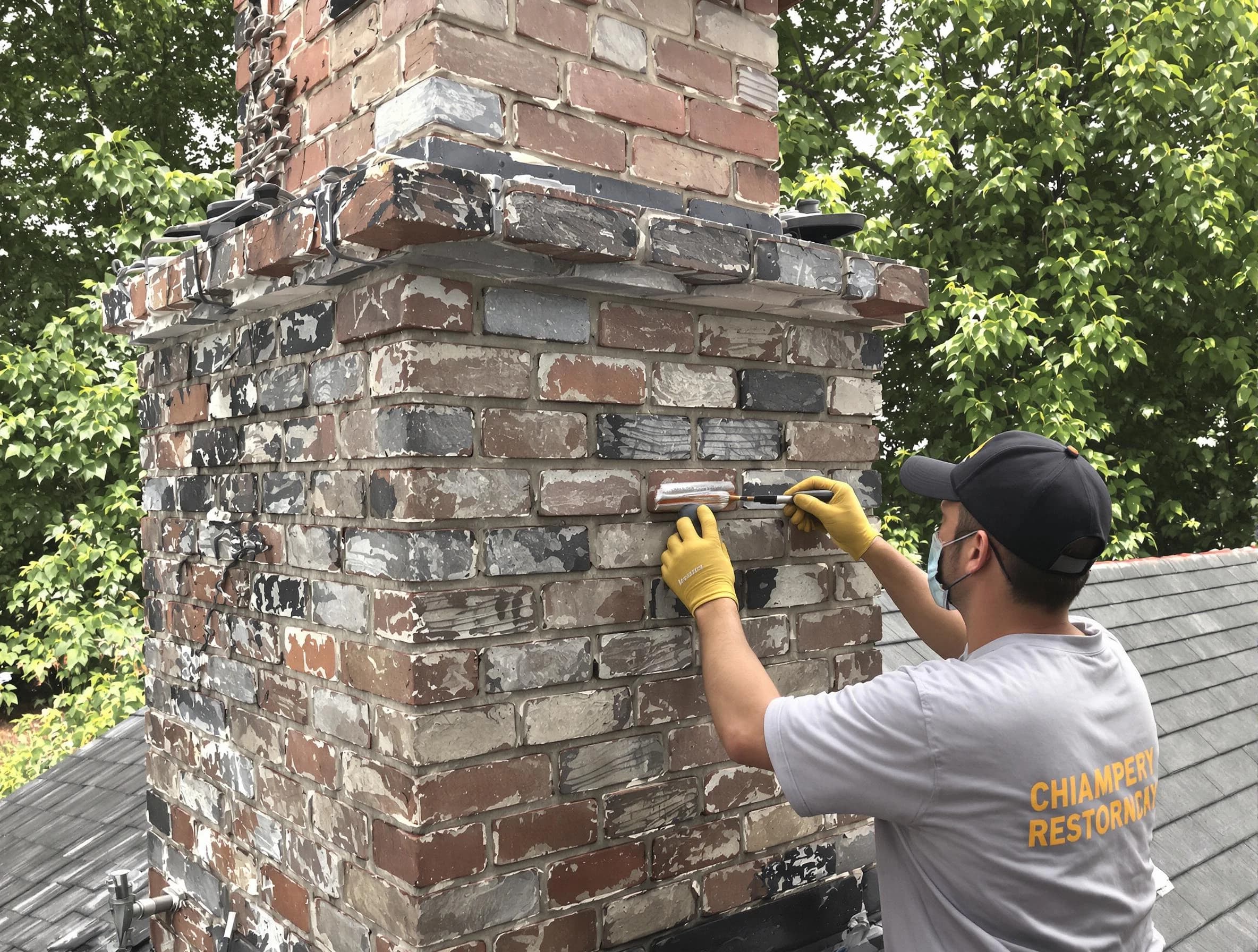 In-progress chimney restoration by Mountain Brook Chimney Sweep in Mountain Brook, AL