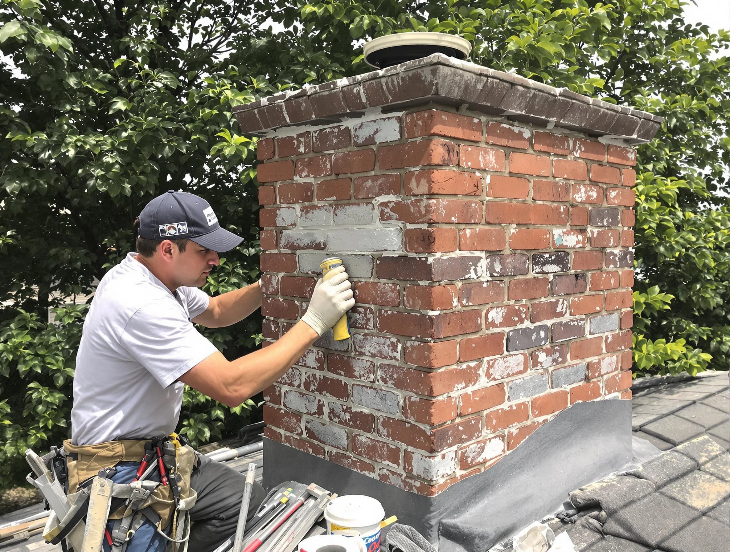 Mountain Brook Chimney Sweep restoring an aging chimney in Mountain Brook, AL
