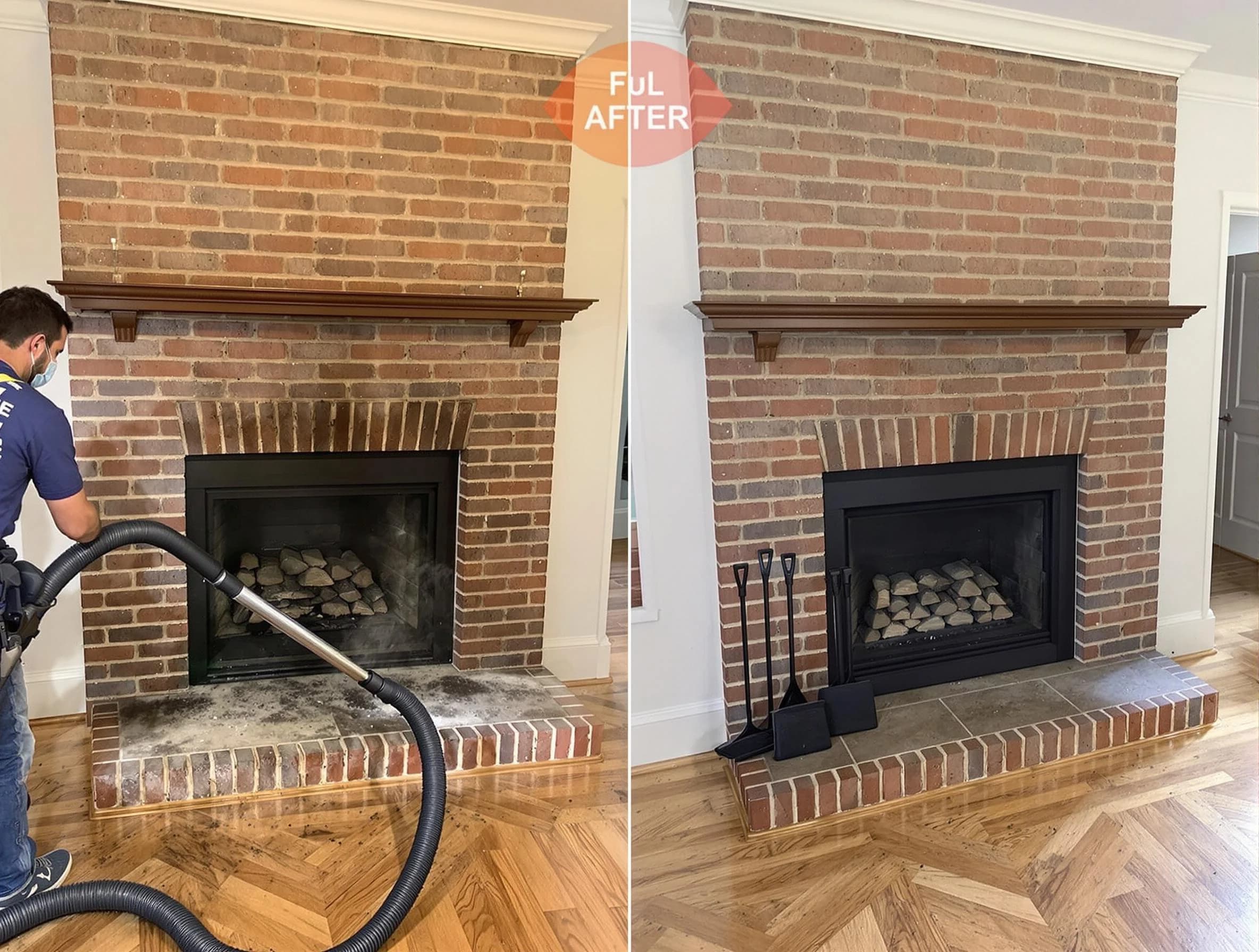 Mountain Brook Chimney Sweep carefully sanitizing a fireplace in Mountain Brook, AL