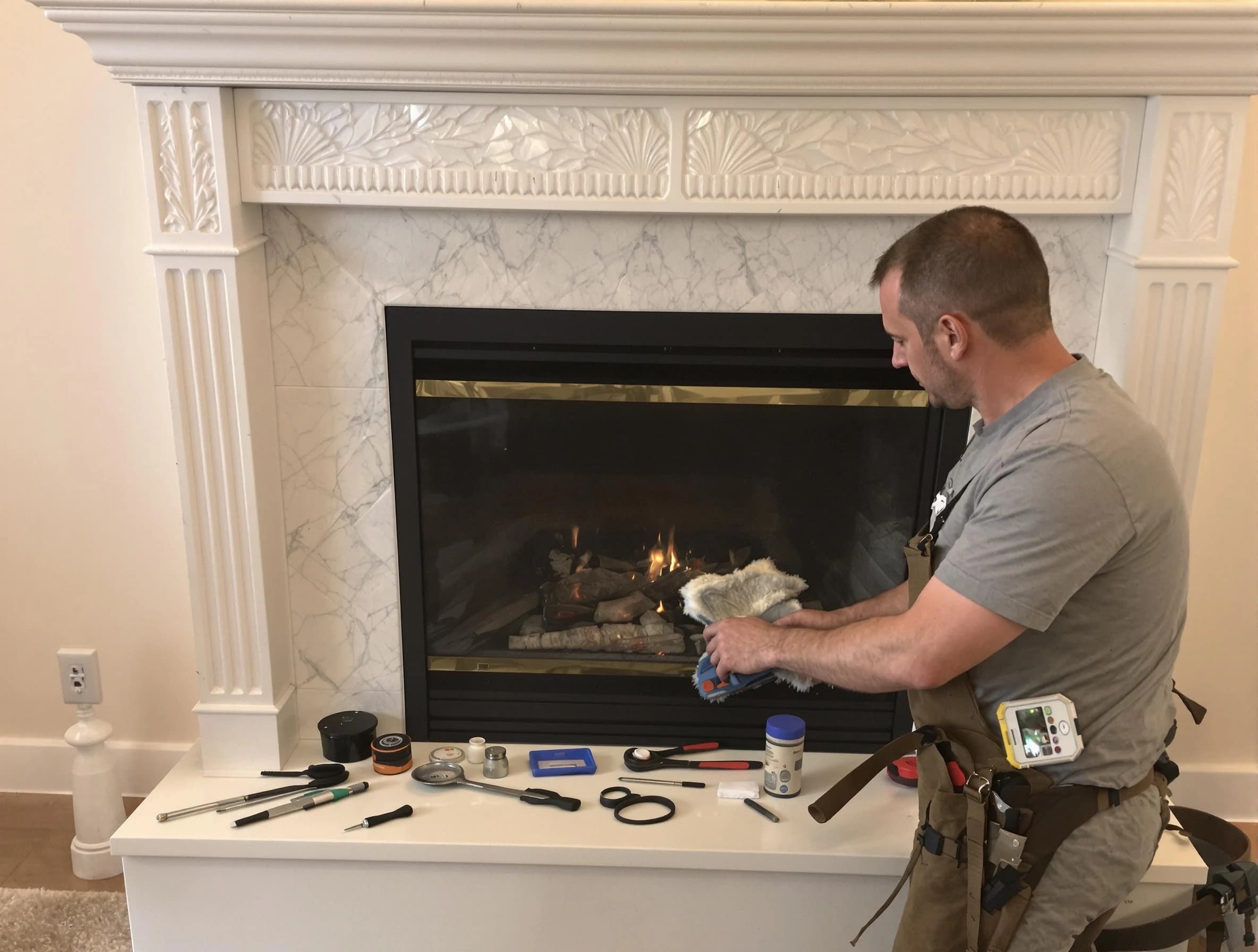 Mountain Brook Chimney Sweep performing fireplace maintenance in Mountain Brook, AL
