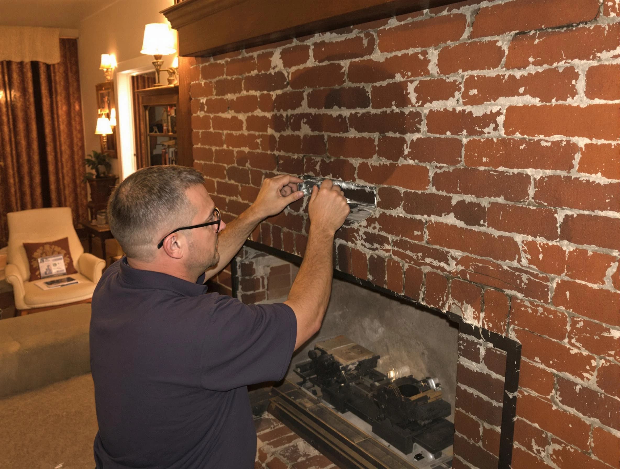 Mountain Brook Chimney Sweep expert fixing a fireplace in Mountain Brook, AL