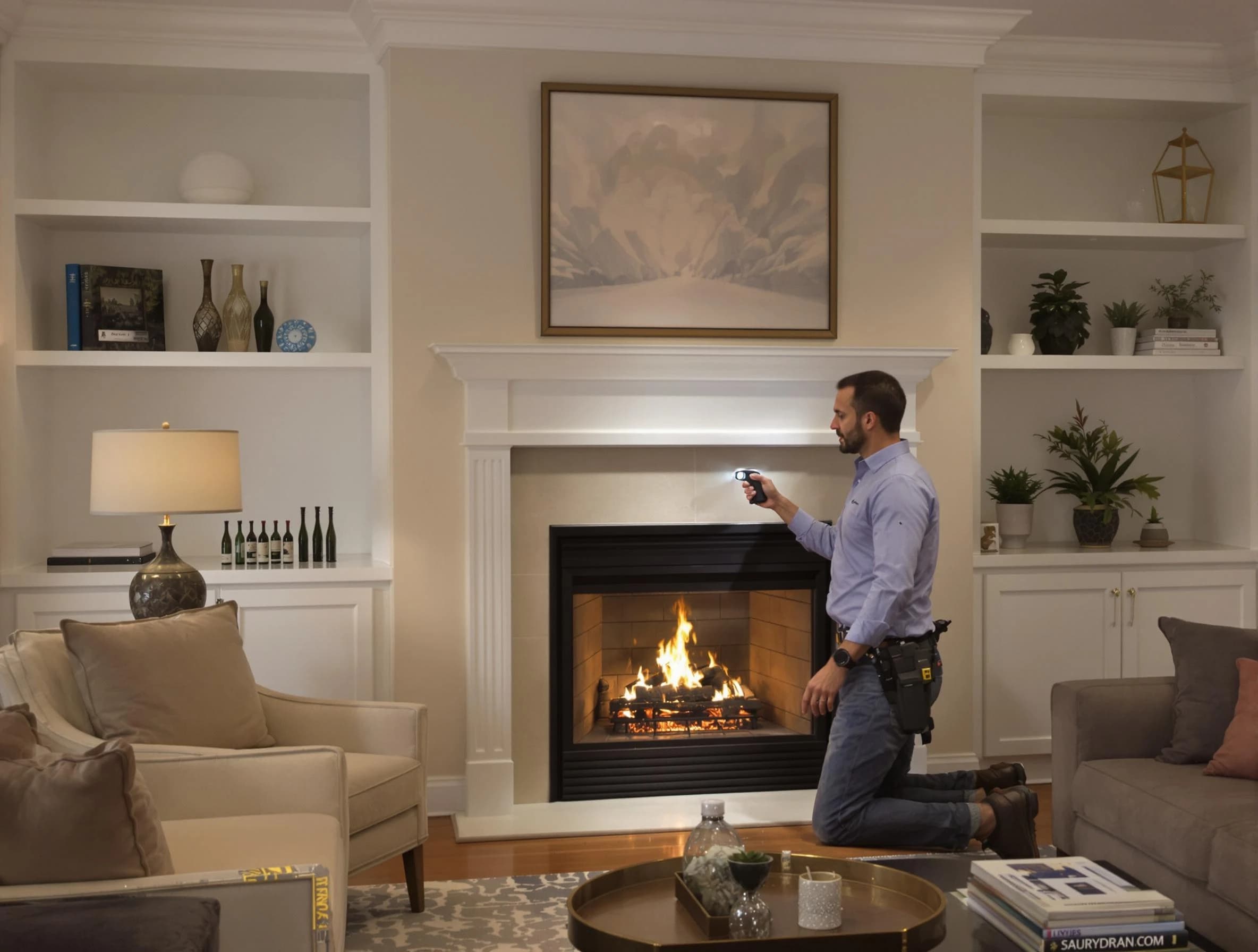 Mountain Brook Chimney Sweep conducting a fireplace safety inspection in Mountain Brook, AL